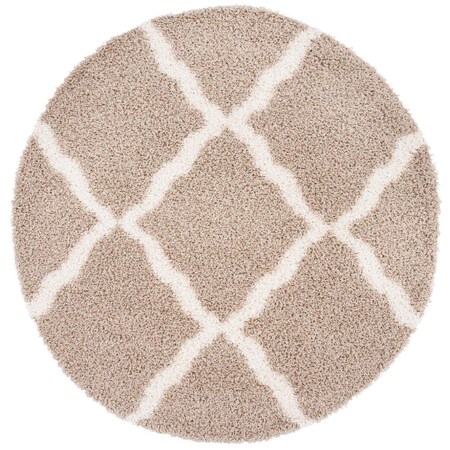 Safavieh 4 x 4 ft. SGD-Dallas Shag Power Loomed Round Area Rug; Beige & Ivory SGD257D-4R